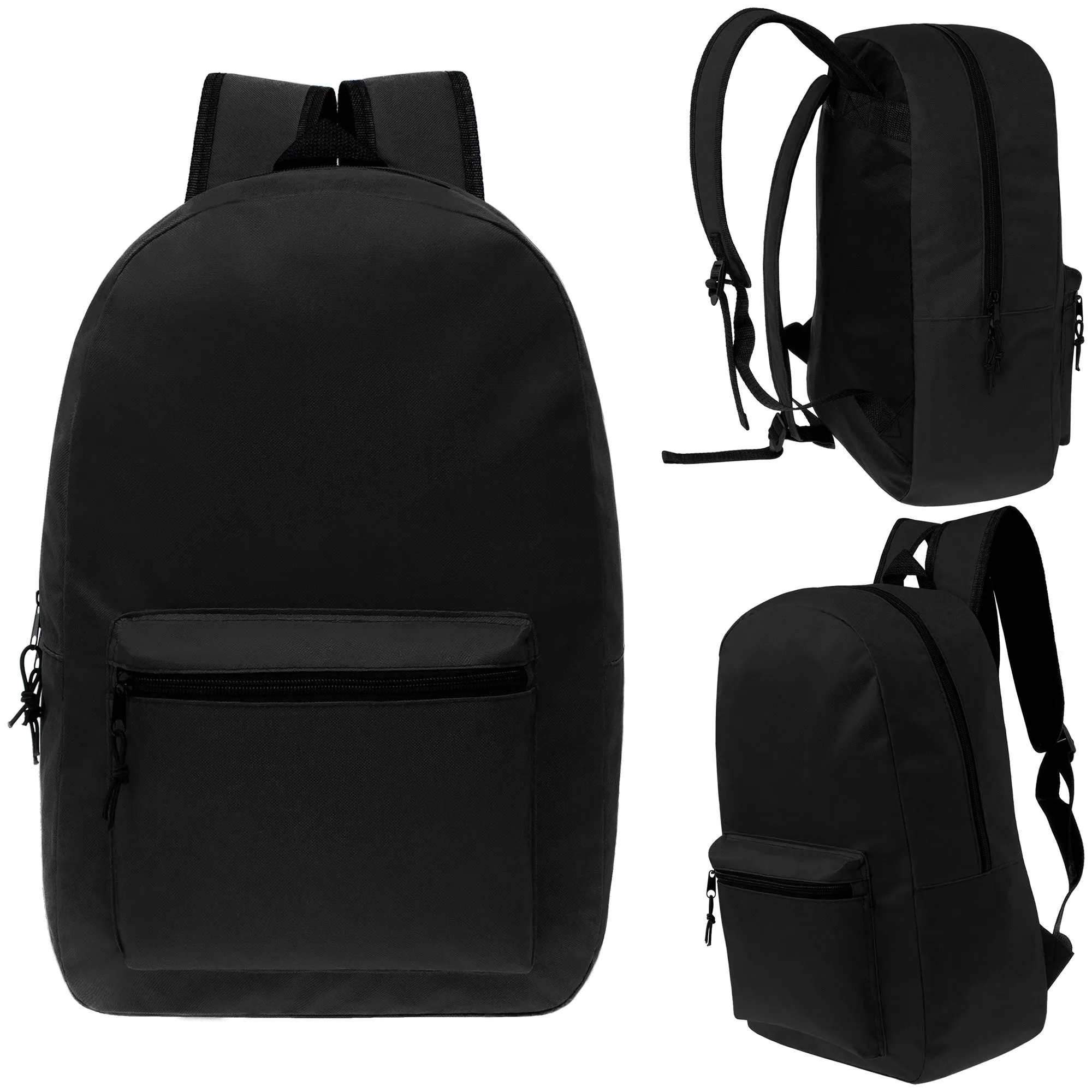 12 Black 17" Classic Backpacks & Your Choice of 12 Bulk Hygiene Kits - Wholesale Care Package: Homeless, Emergency, Charity