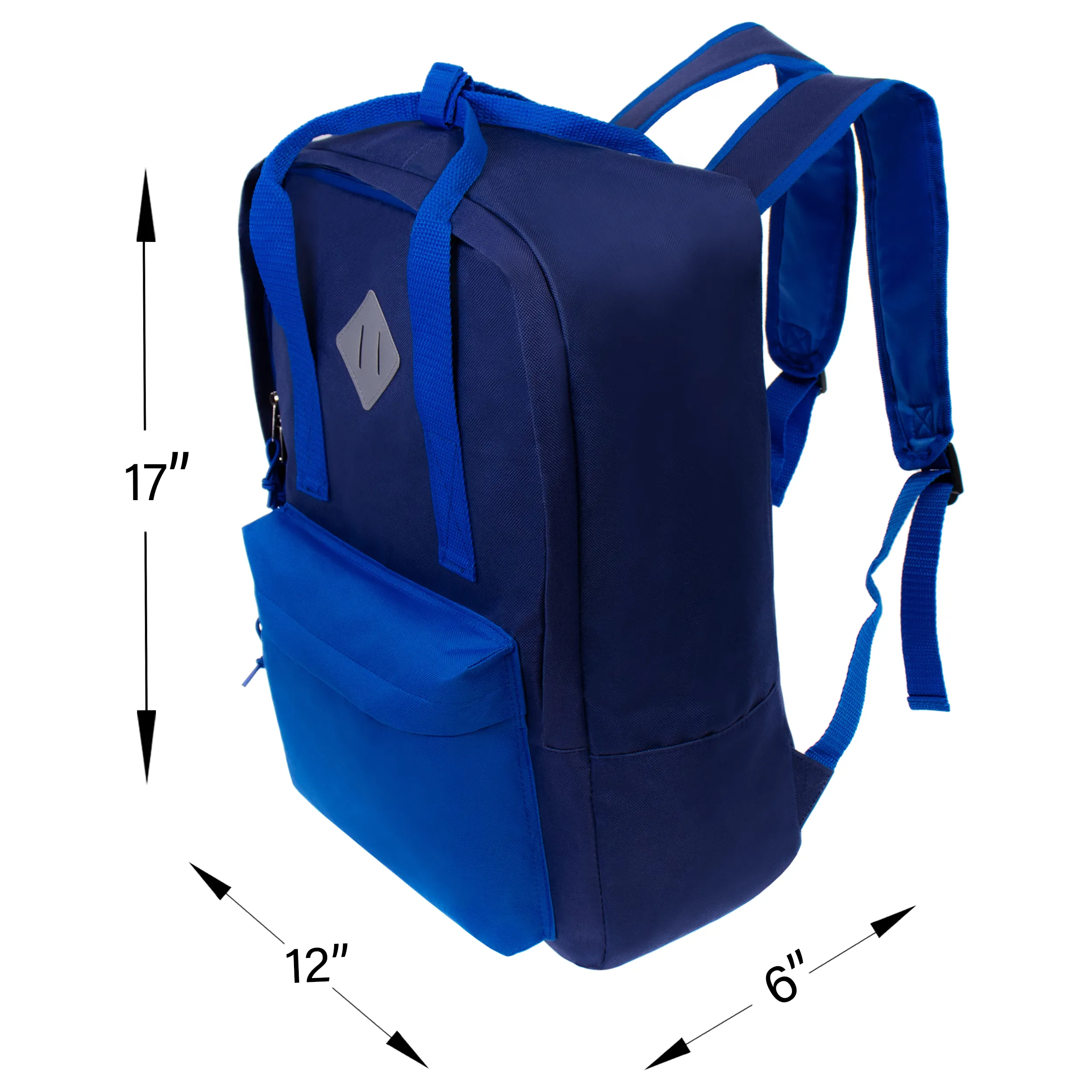 17" Wholesale Backpack with Handles in 5 Assorted Colors - Bulk Case of 24