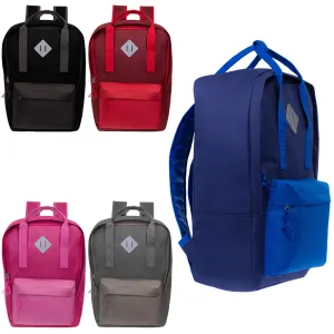 17" Wholesale Backpack with Handles in 5 Assorted Colors - Bulk Case of 24