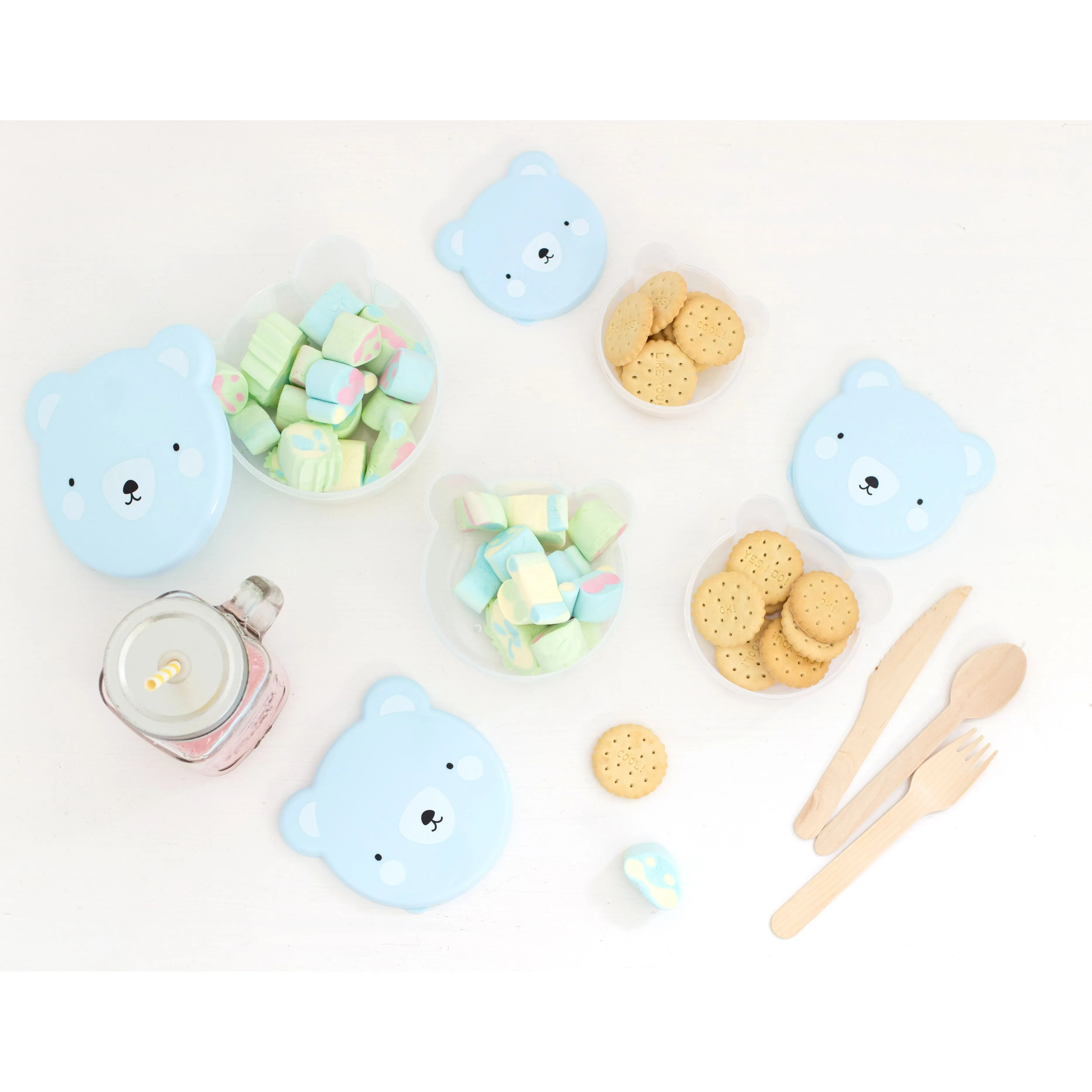 A Little Lovely Company Snack Box Bear Blue