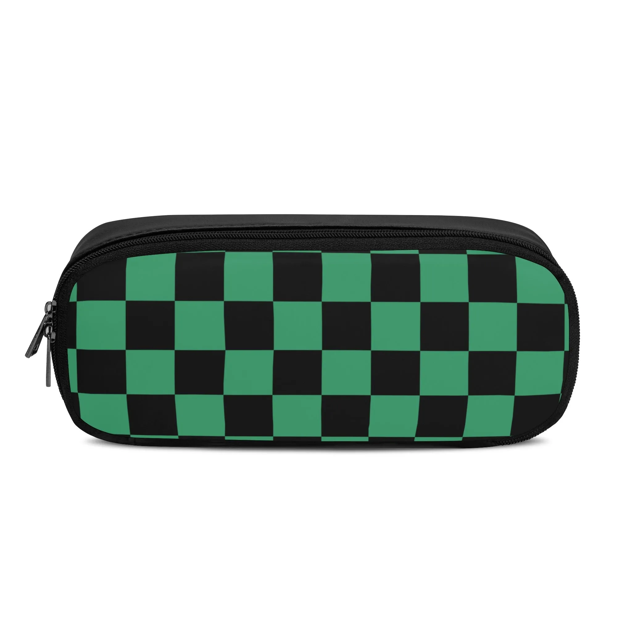 Back to School Supplies: PU Leather Pencil case for Tweens & Teens. Trendy Anime inspired Green & Black Pencil Case