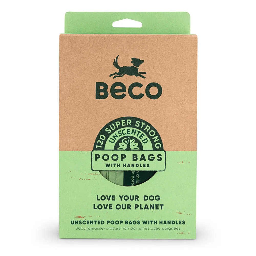 Beco Super Strong Unscented Extra Large Dog Poop Bags with Handles 120pk