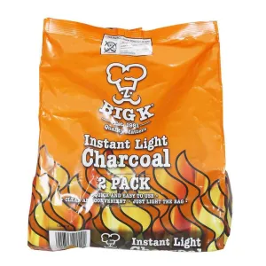 Big K Instant Light The Bag Charcoal BBQ Fire Pit Fuel 2x1kg