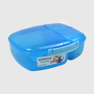 BLUE SISTEMA 2L TRIPLE SPLIT WITH YOGURT POT FOOD STORAGE