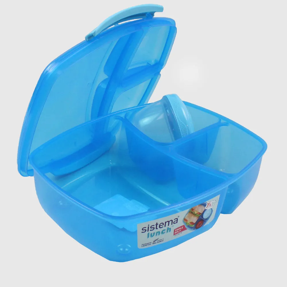 BLUE SISTEMA 2L TRIPLE SPLIT WITH YOGURT POT FOOD STORAGE