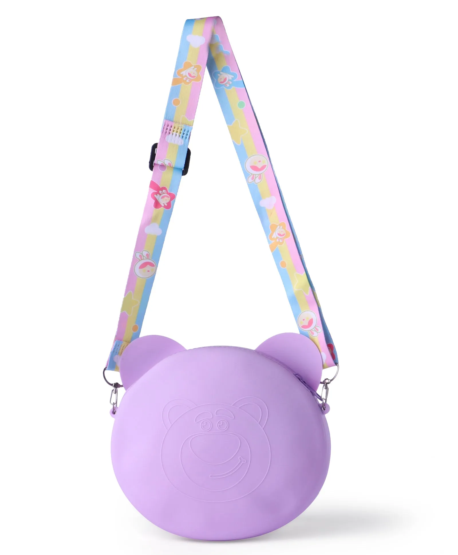 CRAZY BEAR FACE SILICON SLING BAG - PURPLE