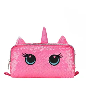 Cubs Cute Hot Pink Unicorn Sequin Pencil Case