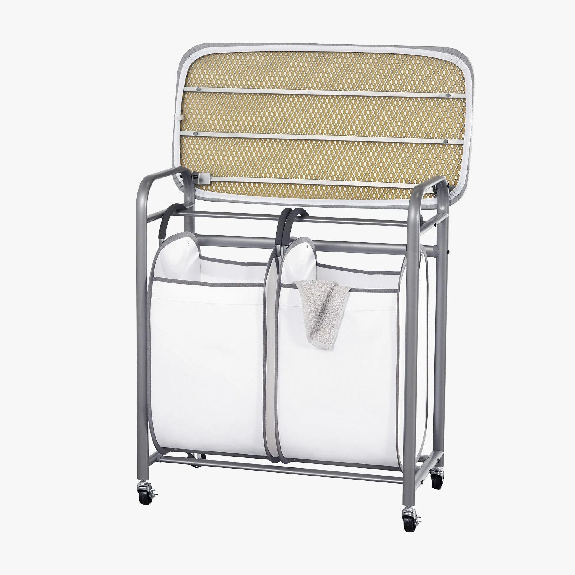 Easy Access Double Laundry Sorter with Folding Table