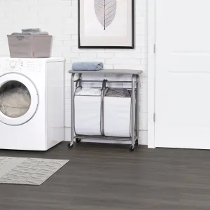 Easy Access Double Laundry Sorter with Folding Table