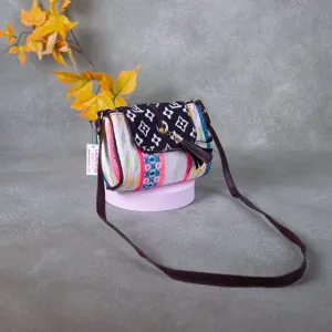 Easy Slings Pink with Blue Colour Black Flower Design - Boho (Double partition)