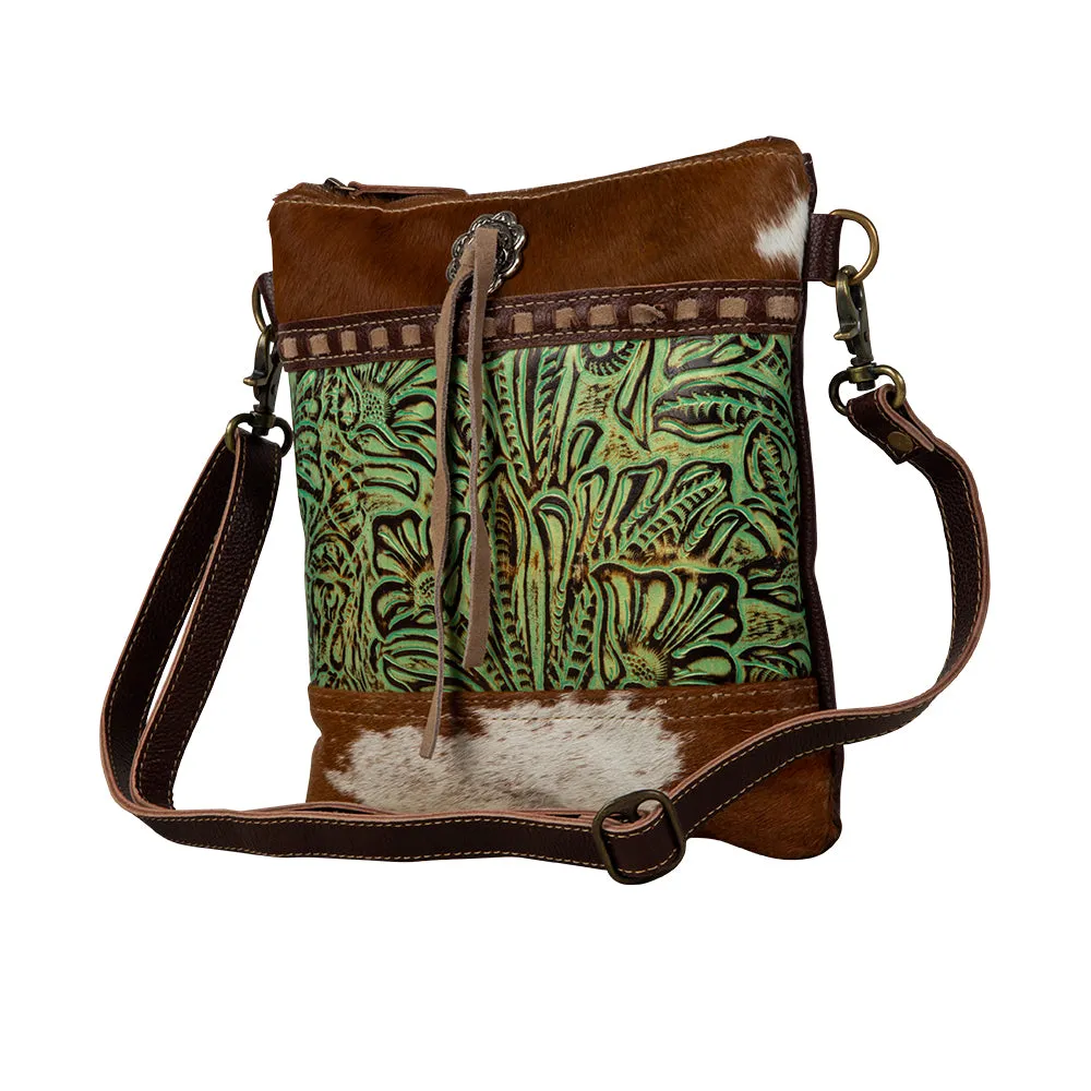 Emerald Bloom Leather &Hairon Bag