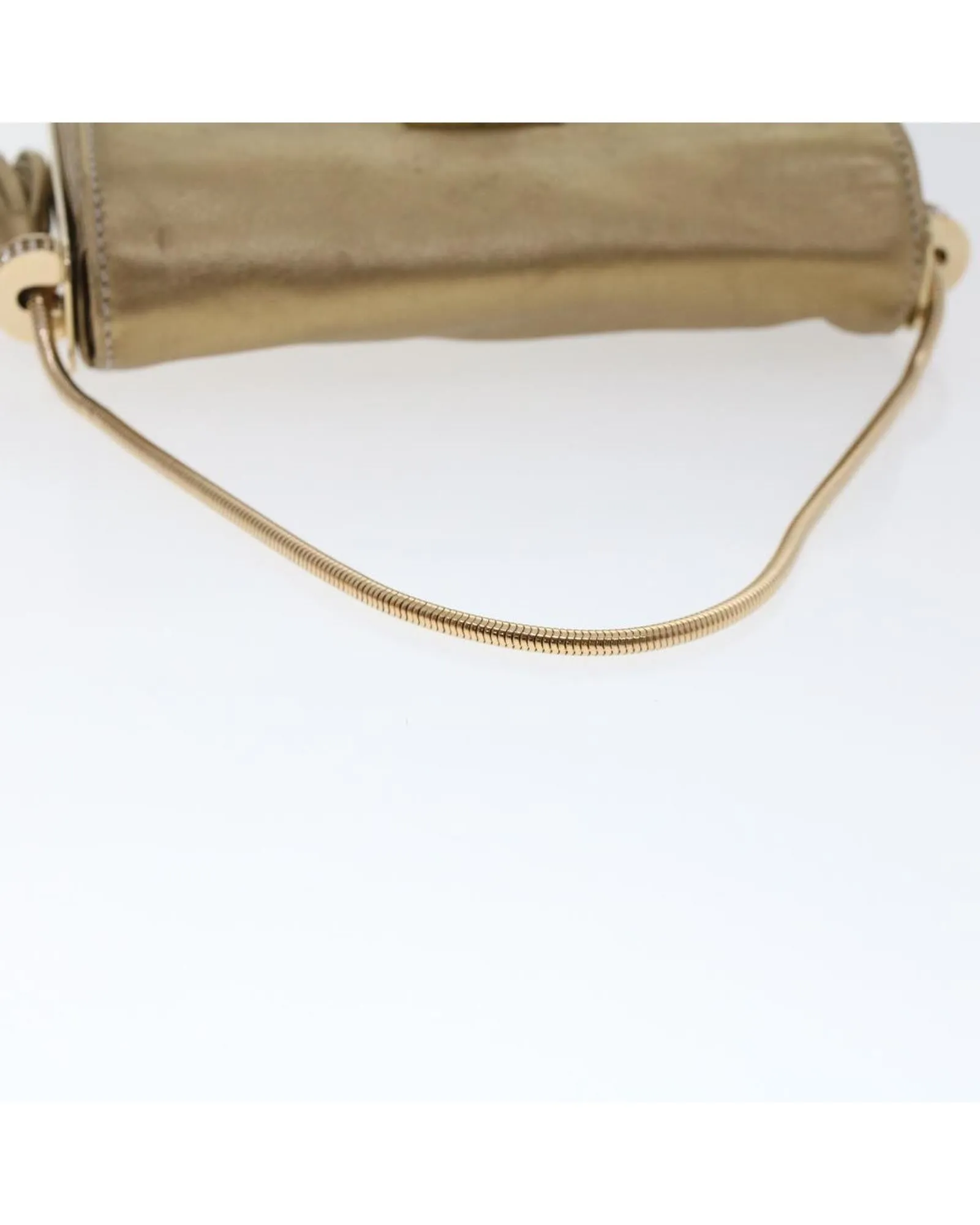 Gold Leather Accessory Pouch with Gancini Motif