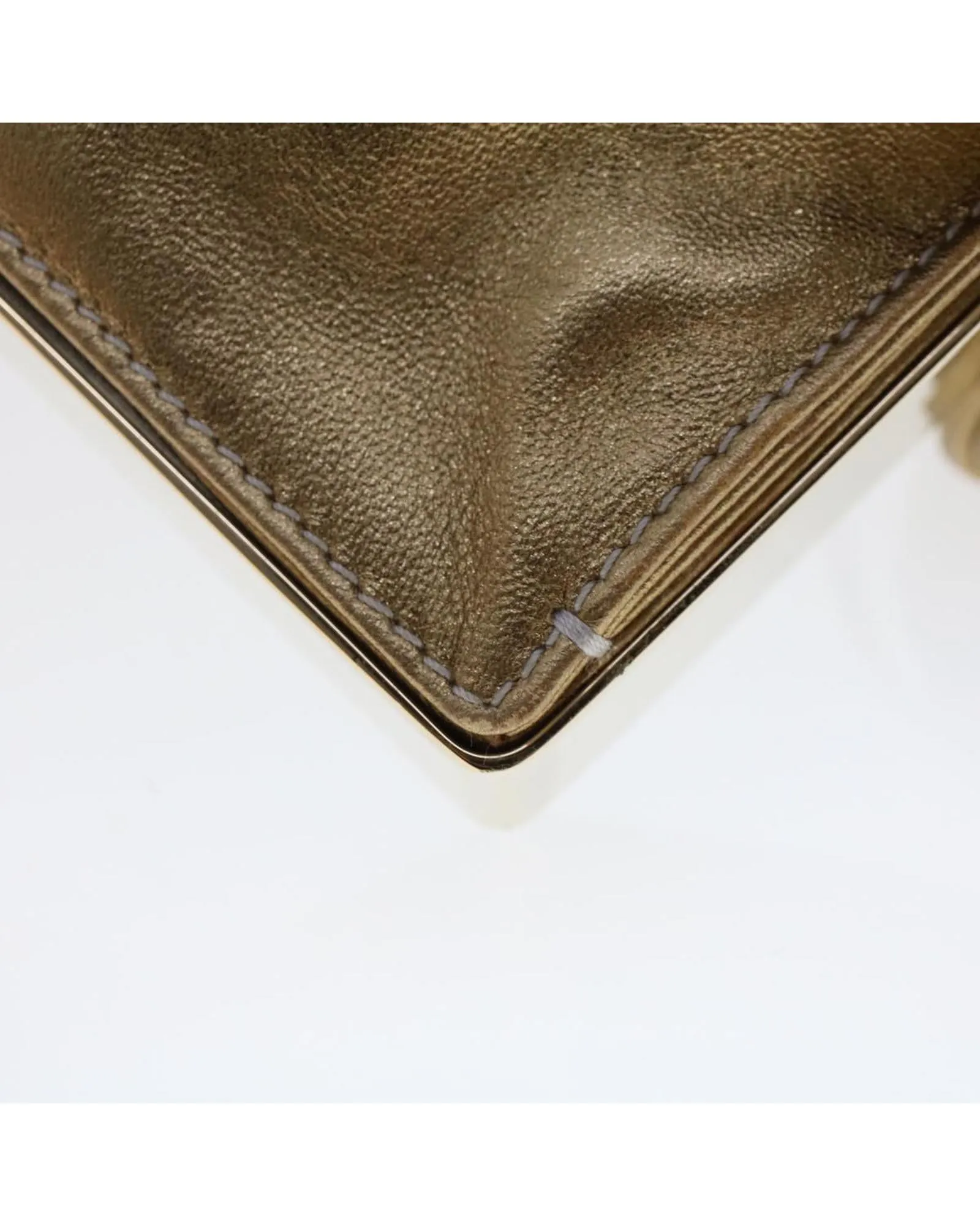 Gold Leather Accessory Pouch with Gancini Motif