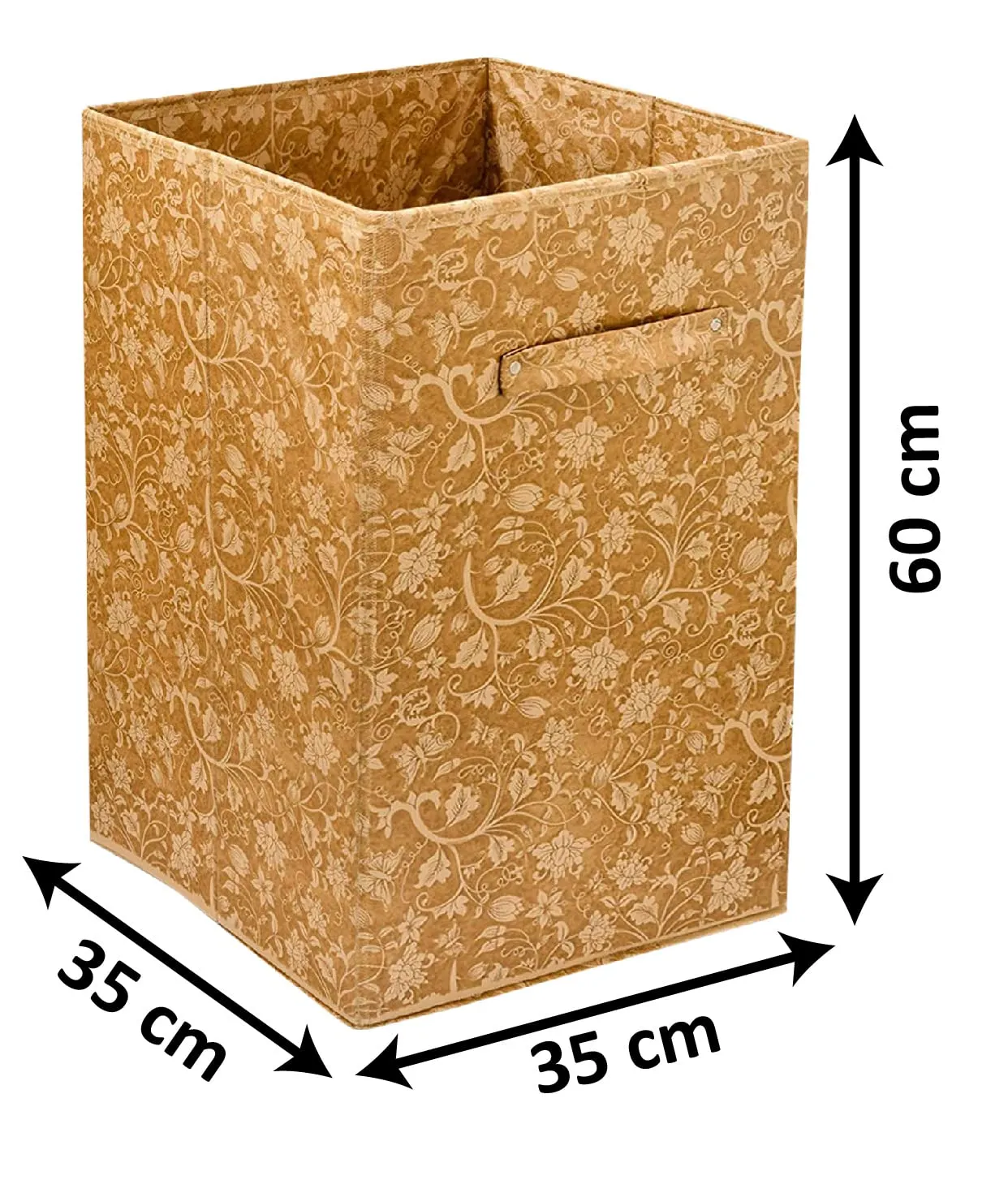 Kuber Industries Metallic Flower Printed Non-Woven Laundry Basket, Clothes Hamper For Laundry Closet, Bedroom, Bathroom With Handles- Pack of 2 (Brown)-HS43KUBMART25859