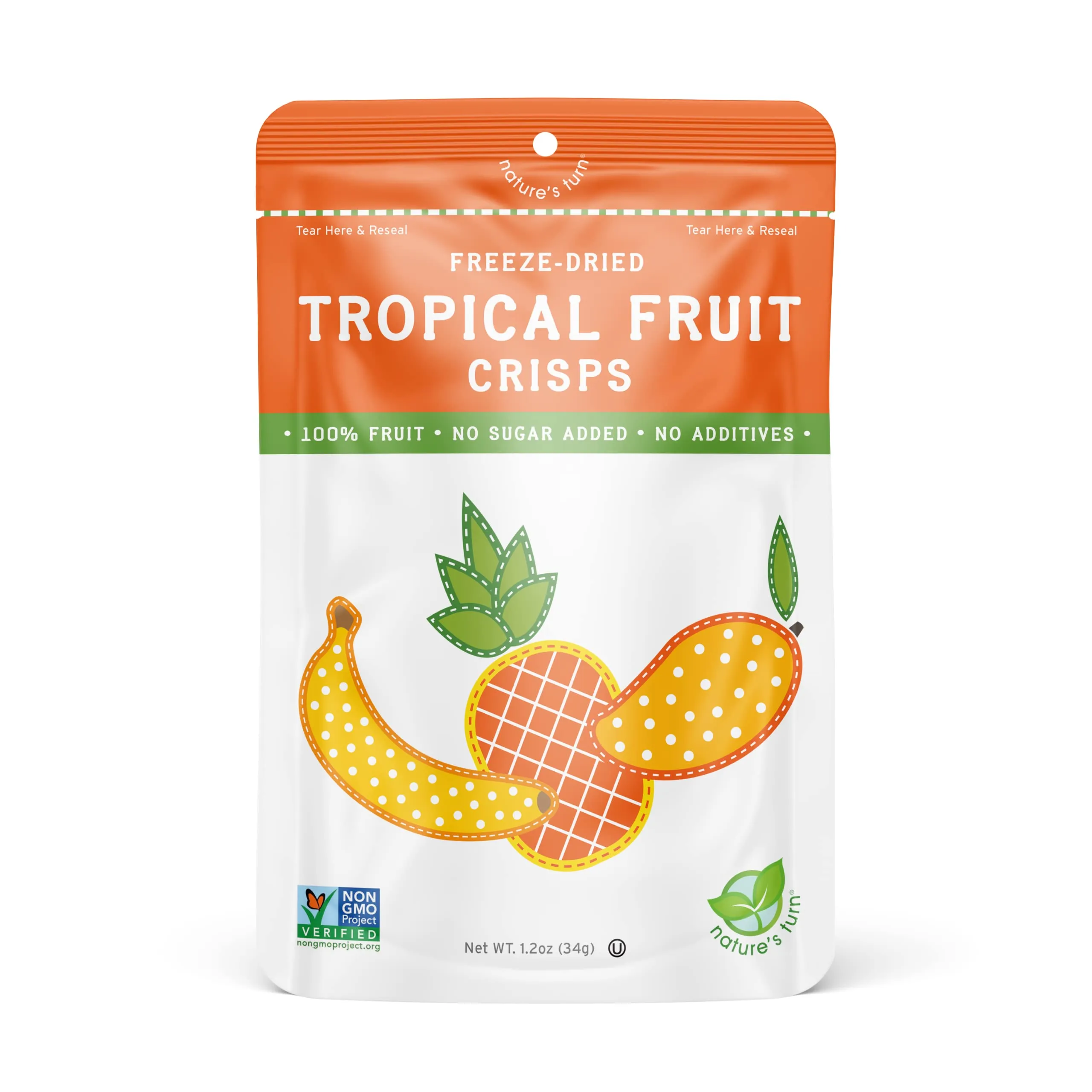 Nature’s Turn Freeze-Dried Fruit Snacks, Tropical Crisps - Pack of 6 (1.2 oz Each)