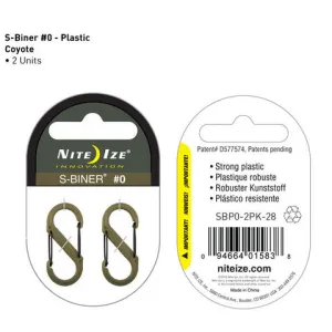 Nite Ize Plastic S-Biner #0 Coyote 2pk