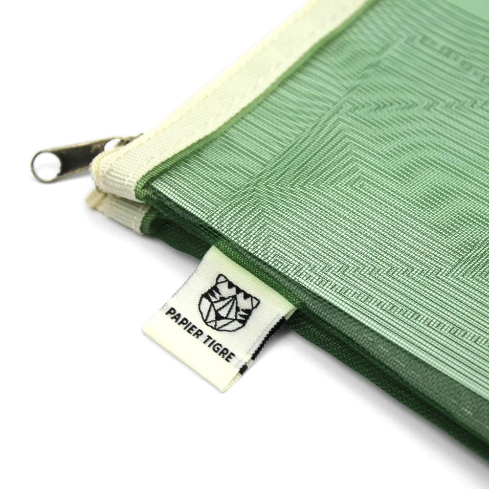 Paper Tigre Mesh Pouch, Medium - Green & Yellow