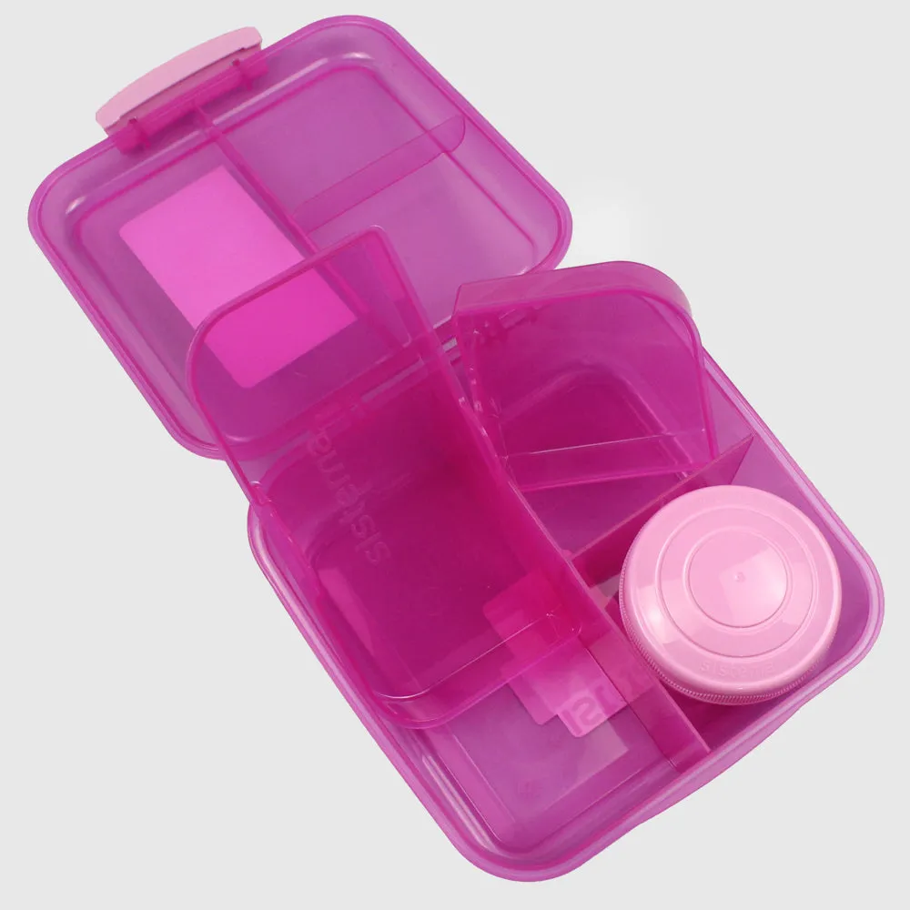 PINK SISTEMA 1.25L BENTO CUBE WITH YOGURT POT FOOD STORAGE