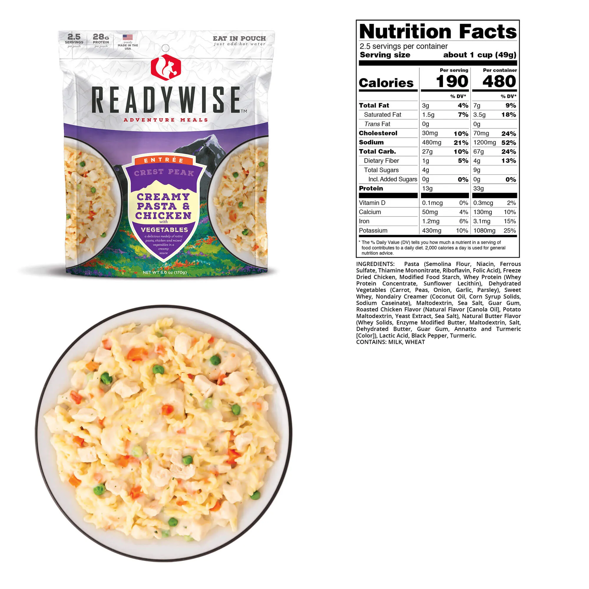 ReadyWise - Crest Peak Creamy Pasta & Chicken - 6 Pack