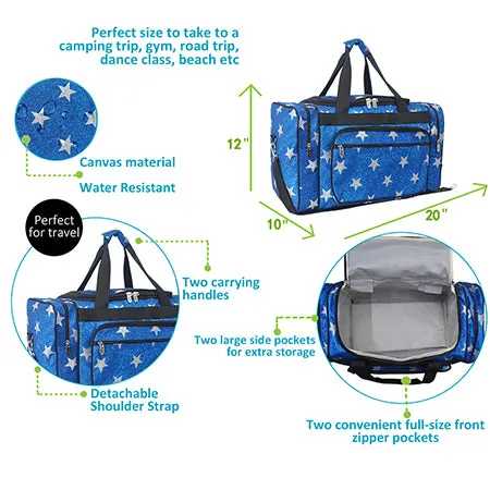 !SALE! Royal Blue Glitter Super Star NGIL Canvas 20" Duffle Bag