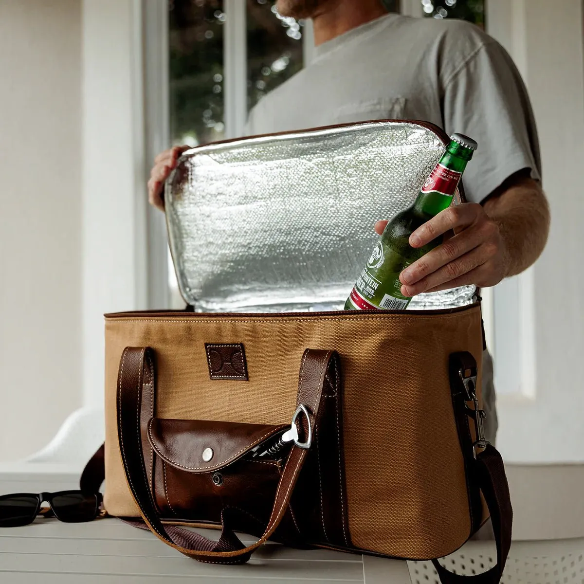 Thandana Canvas & Leather Caddy Cooler Bag