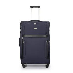 THE CLOWNFISH Faramund Series Luggage Polyester Softsided Suitcase Four Wheel Trolley Bag- Navy Blue (Large size- 76 cm)