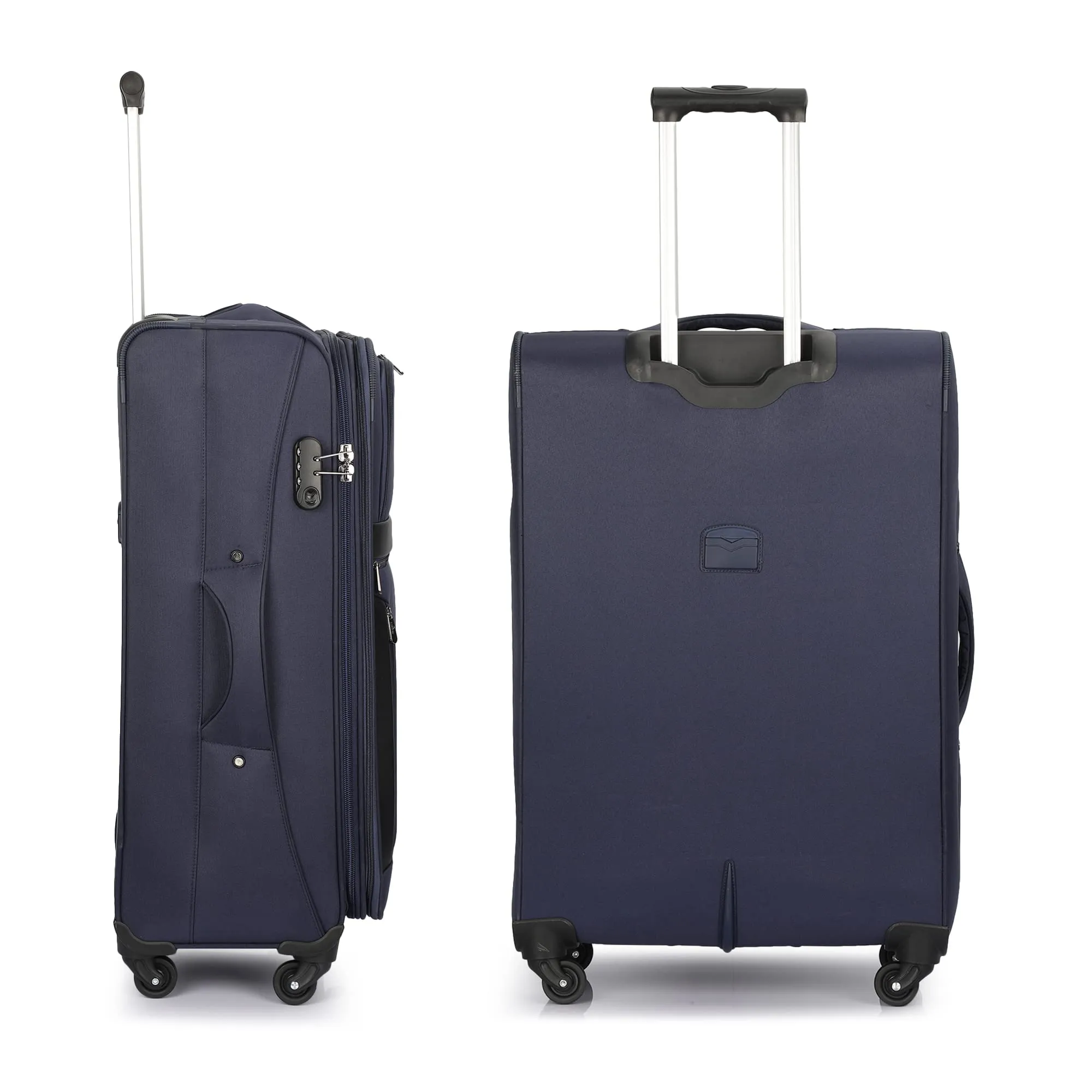 THE CLOWNFISH Faramund Series Luggage Polyester Softsided Suitcase Four Wheel Trolley Bag- Navy Blue (Small size- 56 cm)