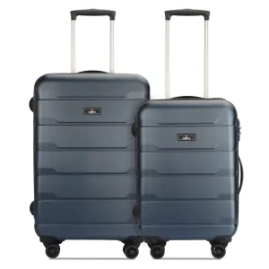 THE CLOWNFISH Jeffrey Combo of 2 Luggage Polycarbonate Hard Case Suitcases Varied Sizes Four Wheel Trolley Bags - Blue (Medium size-65 cm, Small size-55 cm)