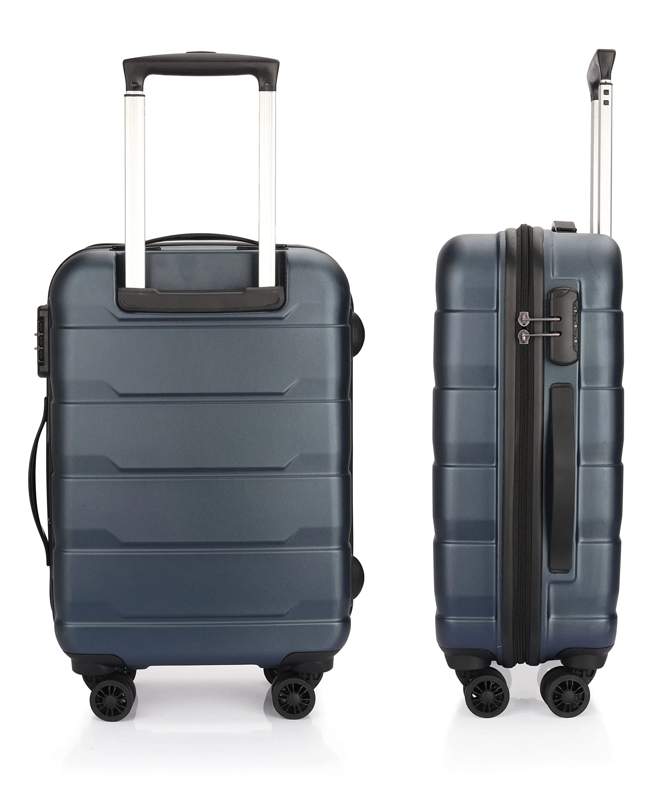 THE CLOWNFISH Jeffrey Combo of 2 Luggage Polycarbonate Hard Case Suitcases Varied Sizes Four Wheel Trolley Bags - Blue (Medium size-65 cm, Small size-55 cm)