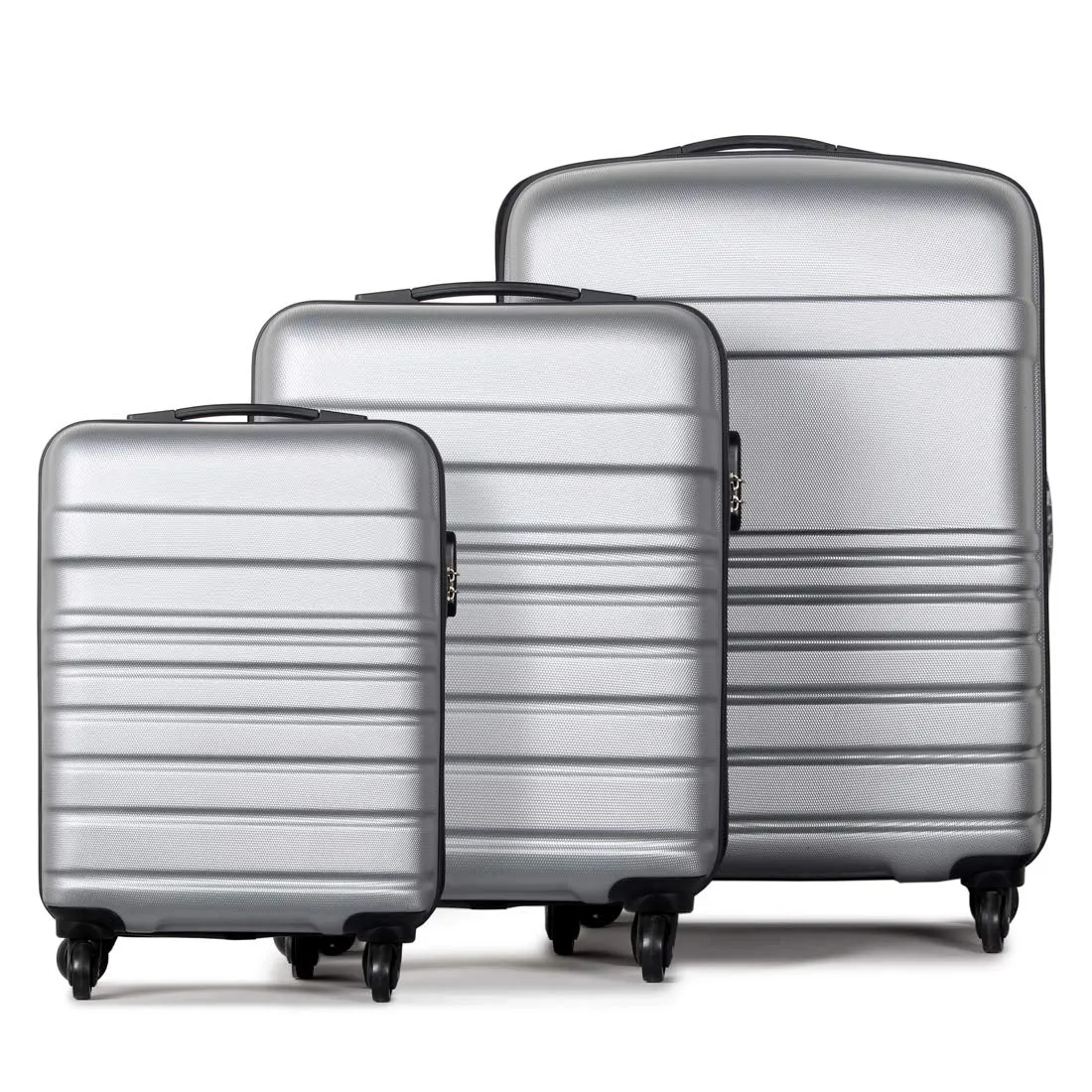 THE CLOWNFISH Stride Set of 3 Luggage Polypropylene Hard case 4 Wheel Check-in Trolley Bags Carry-On Suitcases- Grey (Small-56 cm, Medium-65 cm, Large-75 cm)