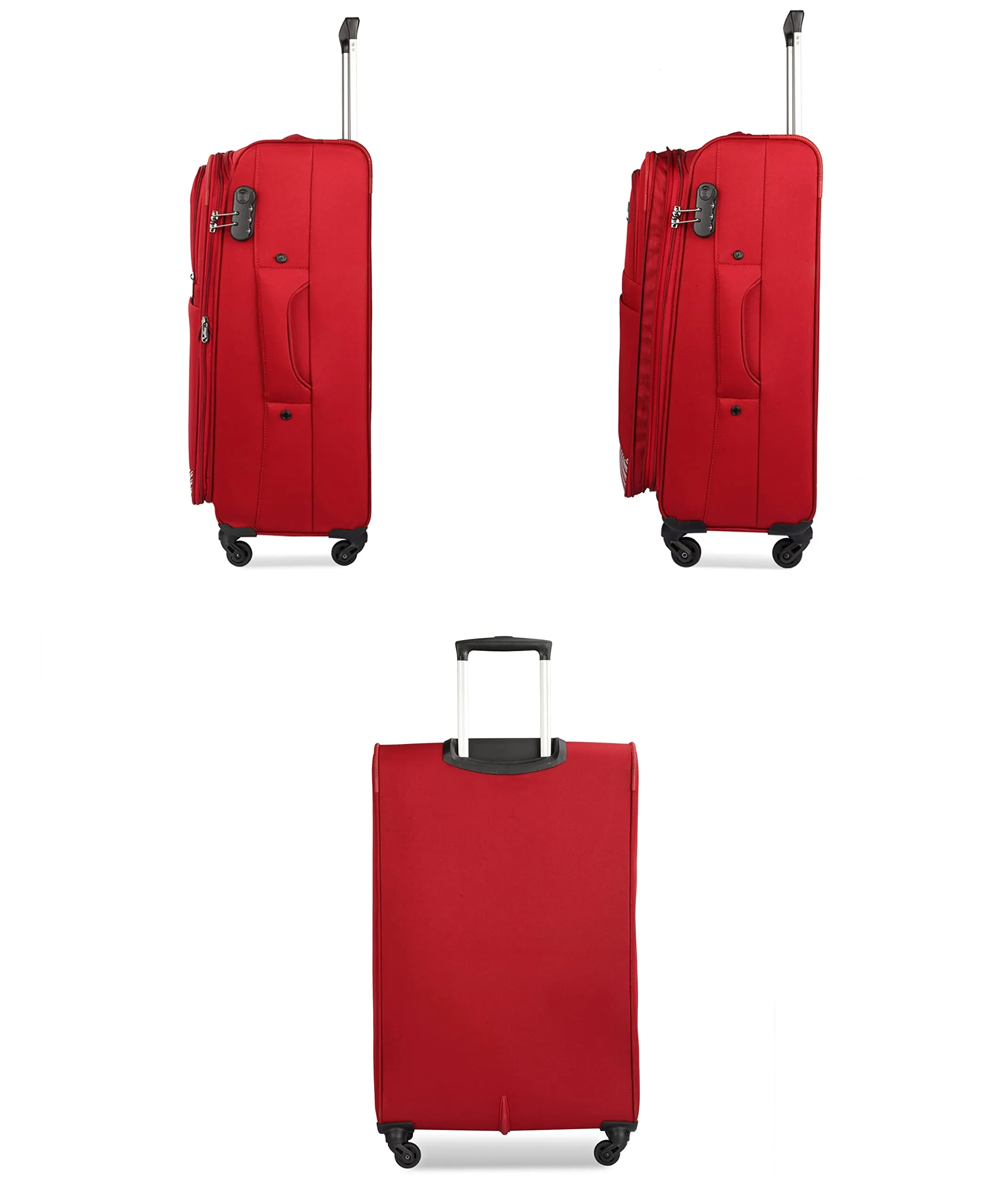 THE CLOWNFISH Sydney Luggage Polyester Soft Case Suitcase Four Wheel Trolley Bag - Red (Small size, 56 cm)