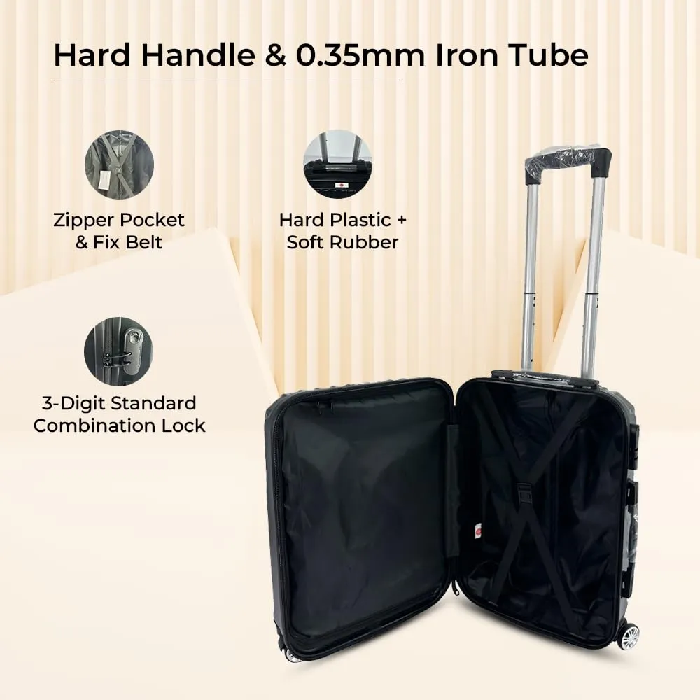 USHA SHRIRAM ABS (20,24,28 Inch - Cabin & Check-in Bag) Luggage Bag|Pack of 3 (55cm, 65cm, 75cm) | Trolley Suitcase for Travel | Travel Luggage for Men Women | Travel Bags for Luggage Trolley (Black)