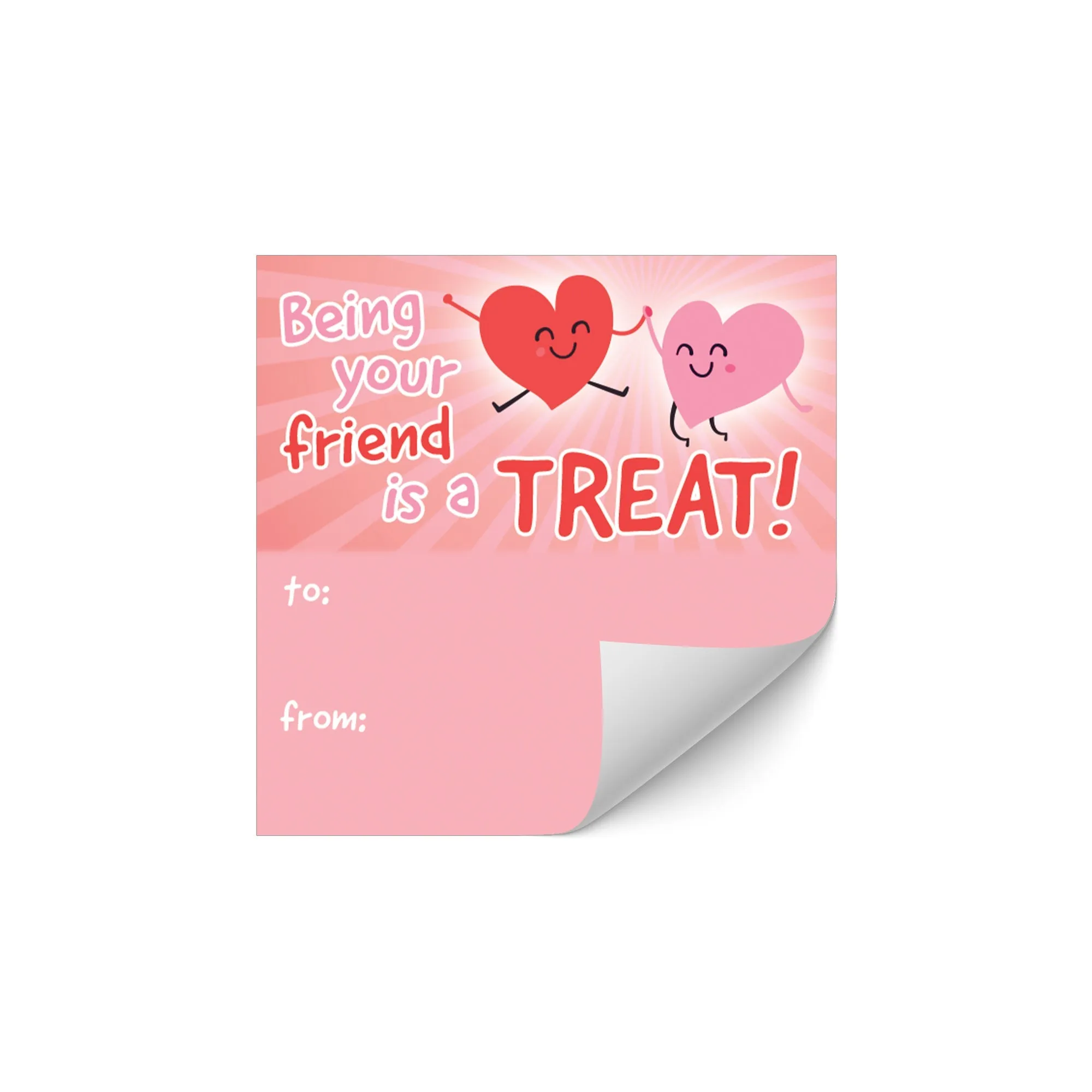 Valentine's Day Treat Stickers: Being Your Friend is a Treat - Snack Bag Stickers - 32 Stickers