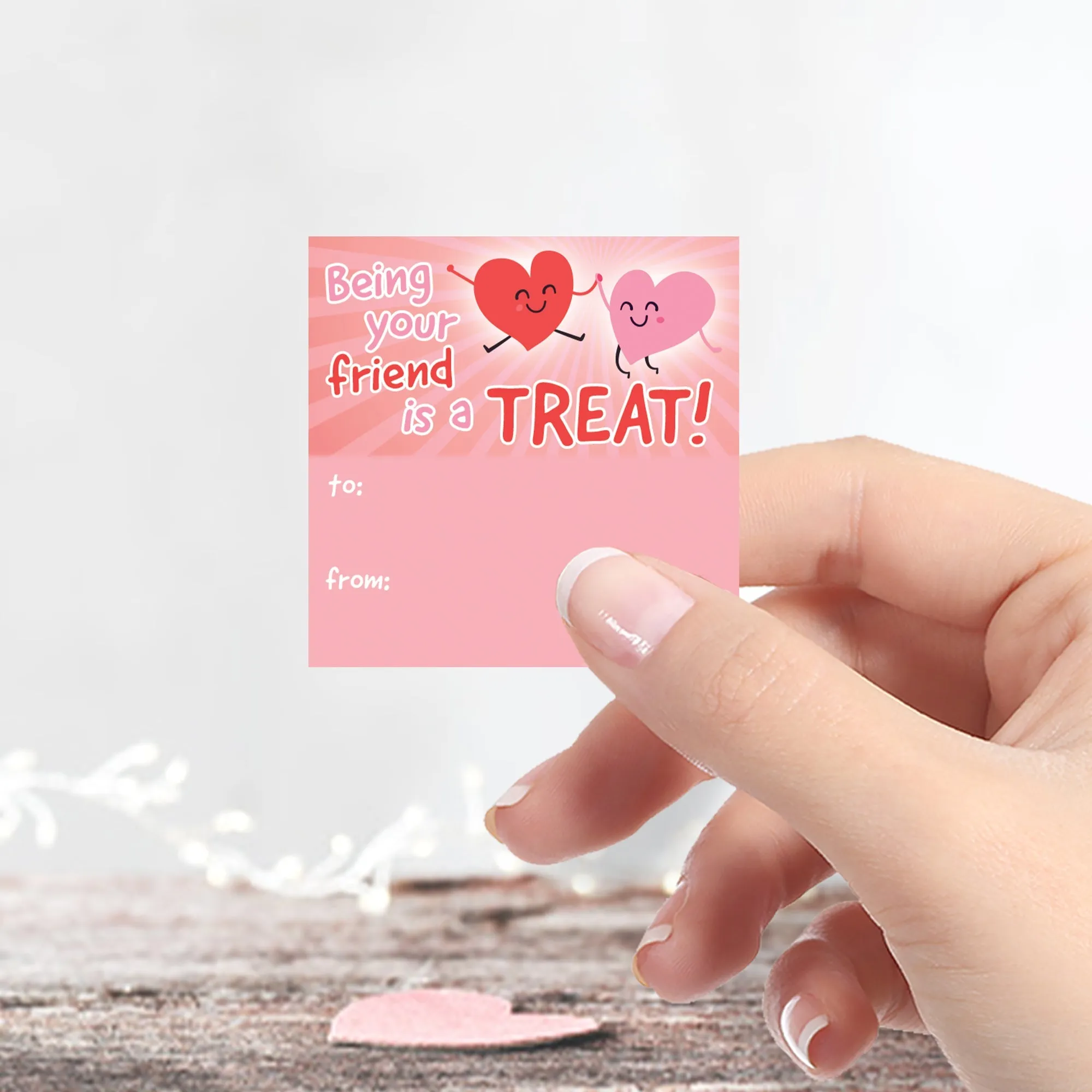 Valentine's Day Treat Stickers: Being Your Friend is a Treat - Snack Bag Stickers - 32 Stickers