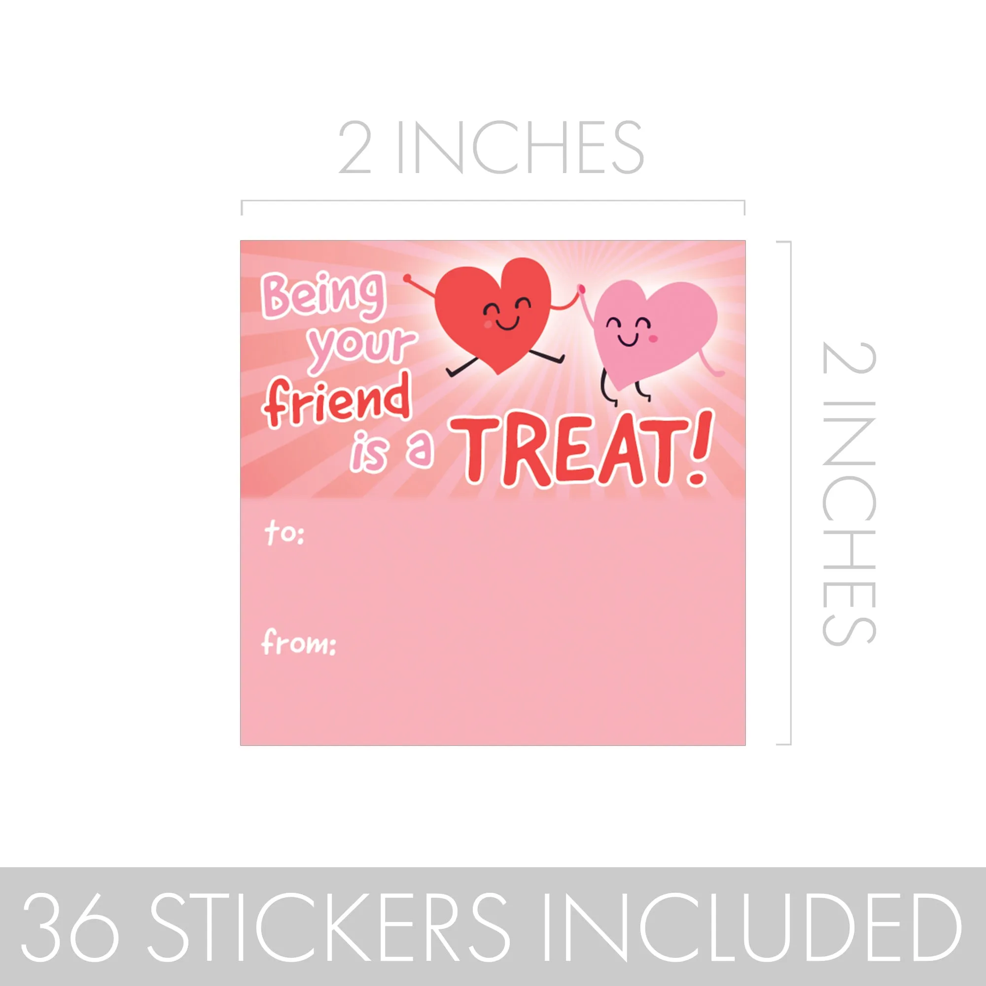 Valentine's Day Treat Stickers: Being Your Friend is a Treat - Snack Bag Stickers - 32 Stickers