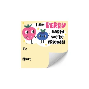 Valentine's Day Treat Stickers: Berry Happy We Are Friends -  Snack Bag Stickers - 32 Stickers