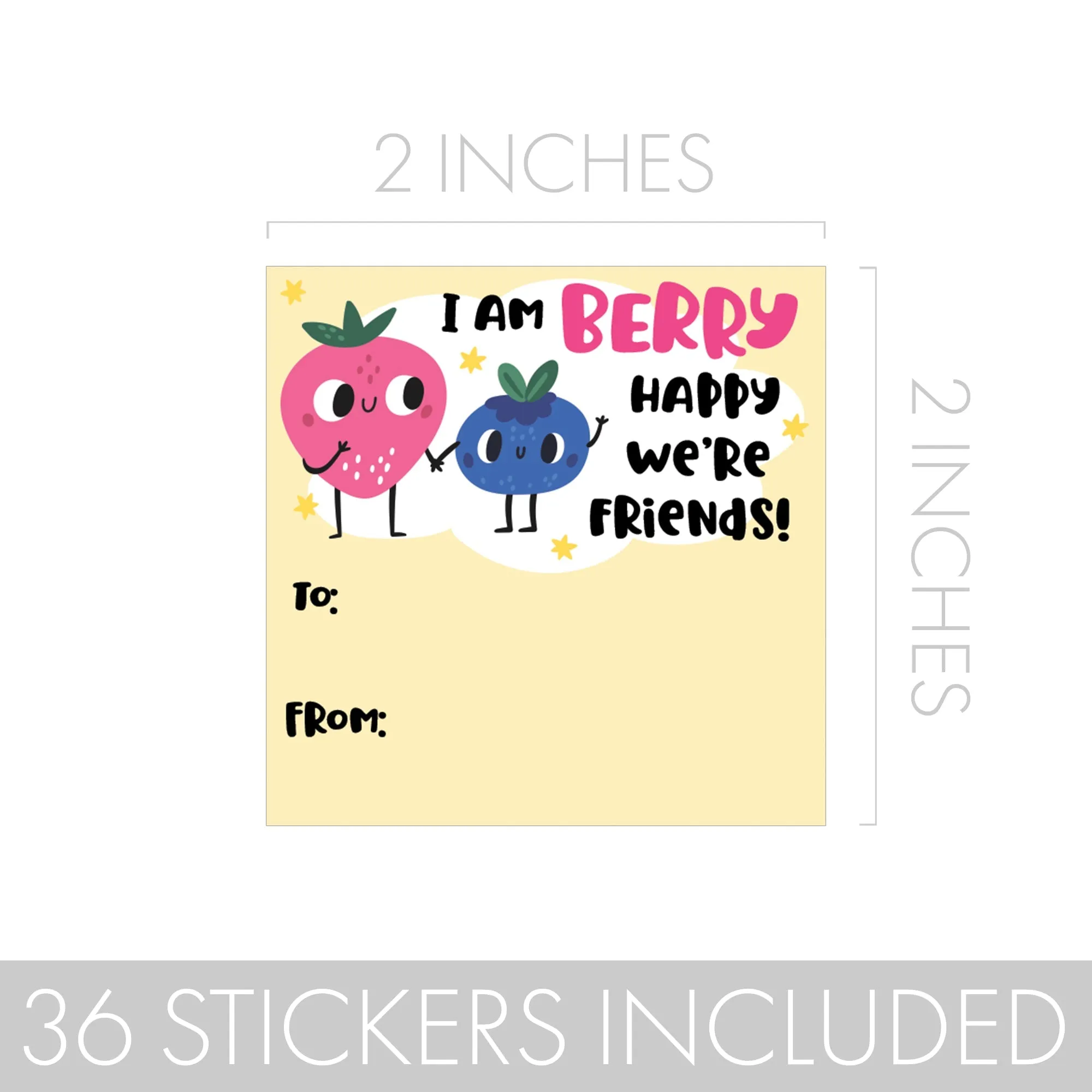 Valentine's Day Treat Stickers: Berry Happy We Are Friends -  Snack Bag Stickers - 32 Stickers