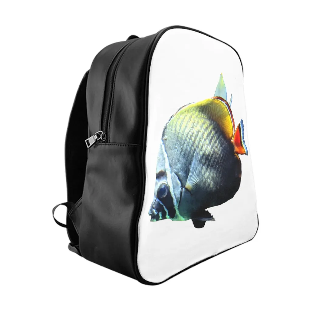 White Black Fish School Backpack