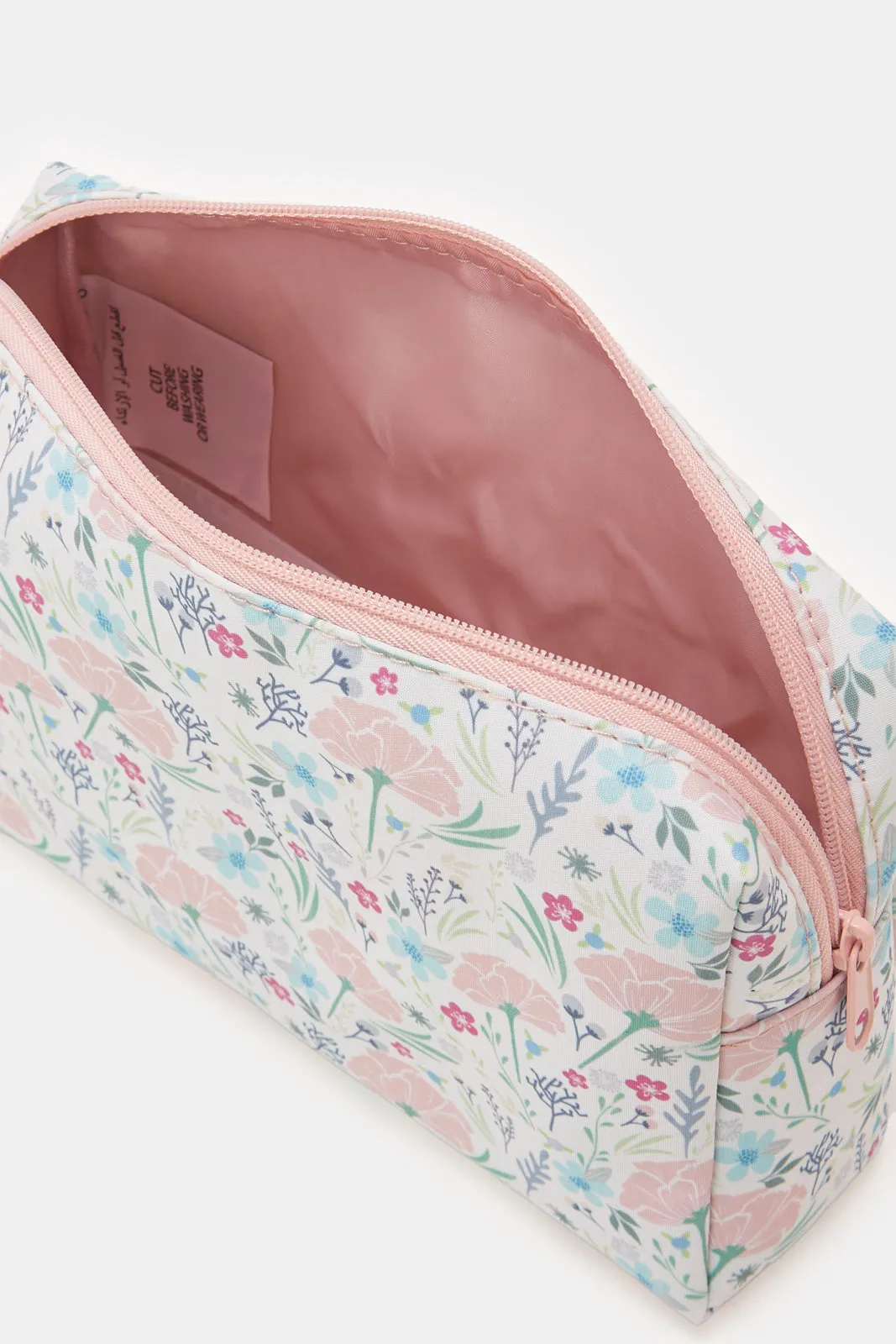 Women Pink Floral Cosmetic Pouch Set (Pack of 3)