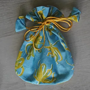 Ylang Ylang Blue Drawstring Bag, Small