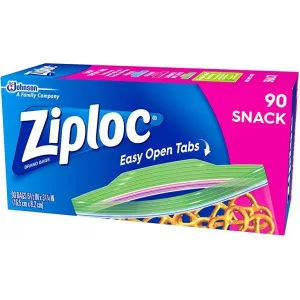 ZIPLOC SNACK BAGS EASY OPEN TABS 90CT